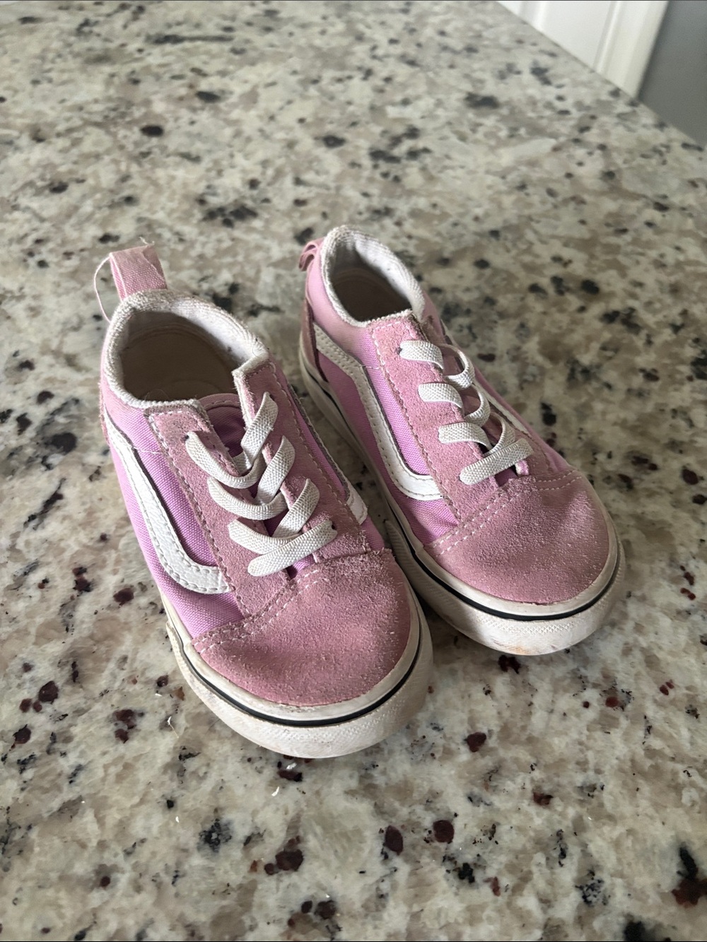 Vans Pink and White Kids Low-Top Sneakers